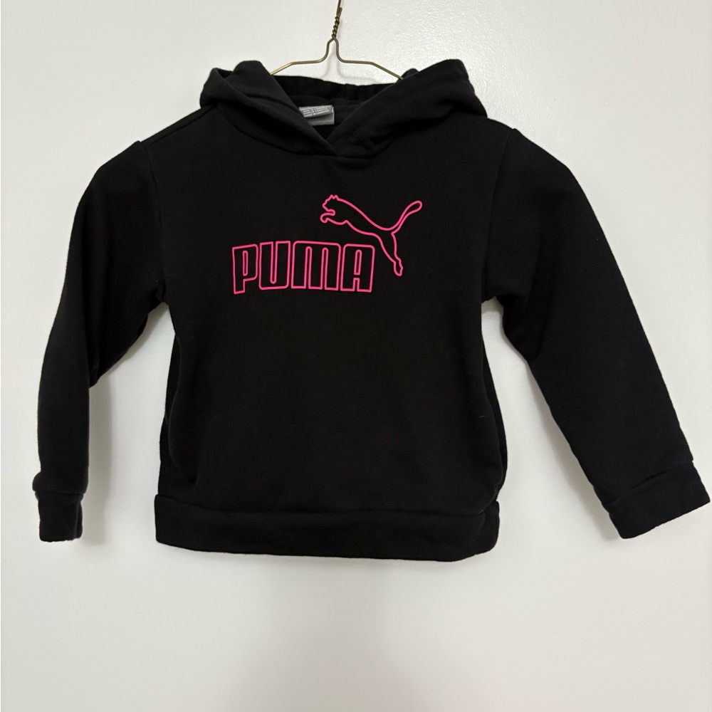 Girl Size 4 Puma Black Pullover Hoodie Sweatshirt